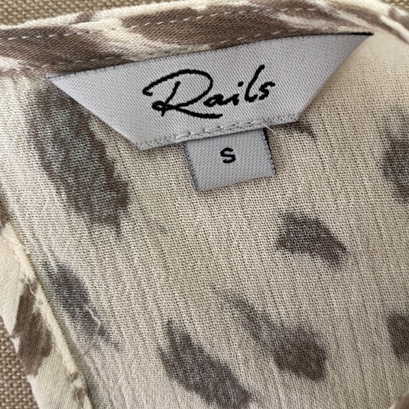 Rails Ora Puma Drawstring Tie Waist Ruffle Draped Cream Rayon Mini Dress - S - Picture 11 of 14